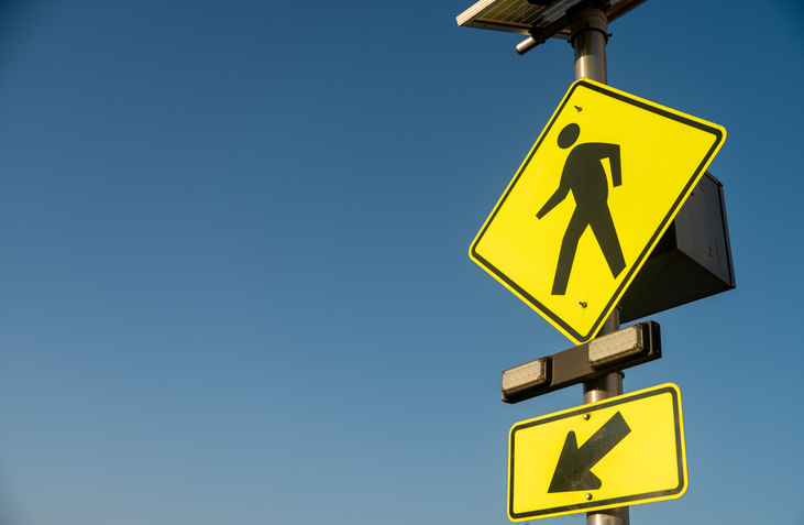 Pedestrian crosswalk sign - When is a pedestrian at fault for a car accident?